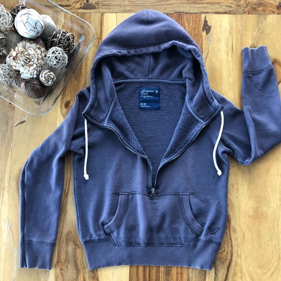 💥FINAL PRICE DROP💥 American Eagle -MED- 3/4 Zip Up Hoody in chocolate brown - Picture 11 of 12